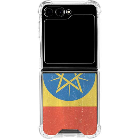 Ethiopia Flag Distressed Galaxy Z Flip5 5G Clear Case